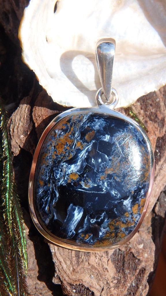 Midnight Blue Flashes Pietersite Gemstone Pendant In Sterling Silver (Includes Silver Chain) - Earth Family Crystals