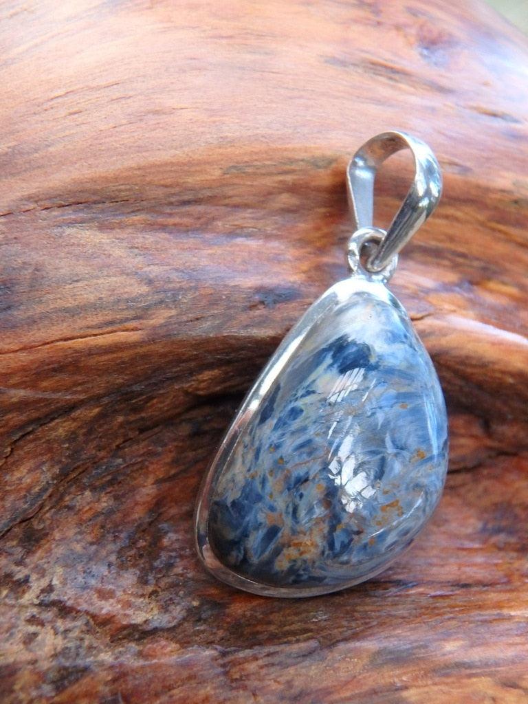 Silky Blue Glow Pietersite Gemstone Pendant In Sterling Silver (Includes Silver Chain) - Earth Family Crystals