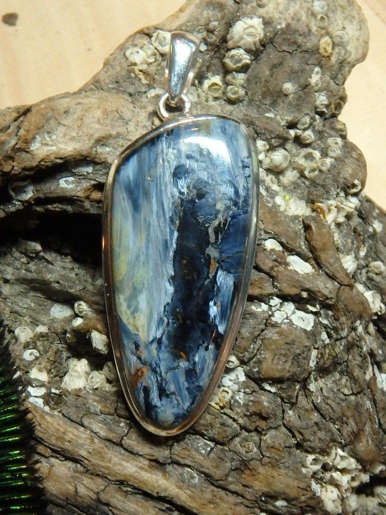 Gorgeous Satin Blue Pietersite Gemstone Pendant In Sterling Silver (Includes Silver Chain) - Earth Family Crystals