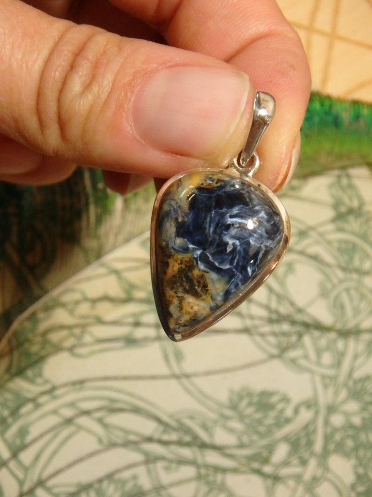 Lovely Swirling Blue Pietersite Gemstone Pendant In Sterling Silver (Includes Silver Chain) - Earth Family Crystals