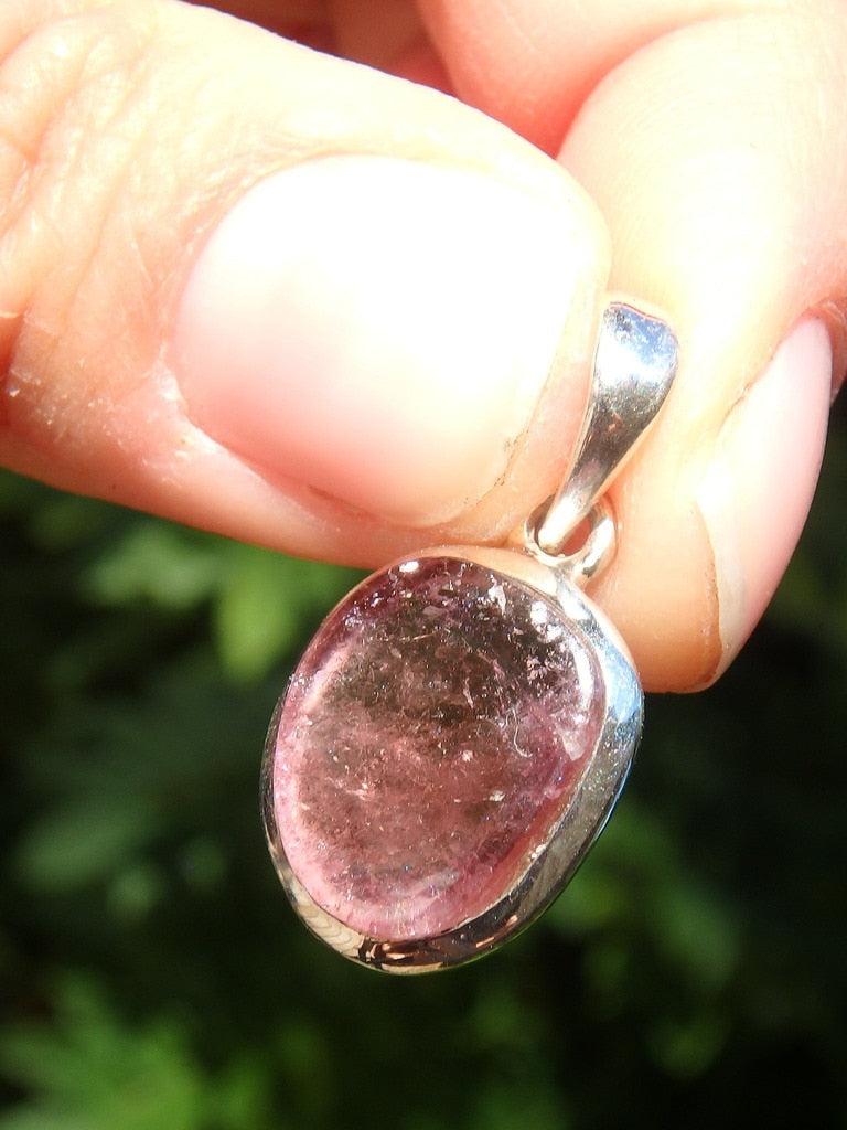 Lovely Rubellite Pink Tourmaline Dainty Pendant In Sterling Silver (Includes Silver Chain) - Earth Family Crystals