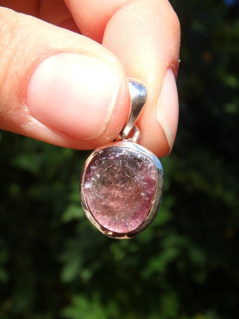 Lovely Rubellite Pink Tourmaline Dainty Pendant In Sterling Silver (Includes Silver Chain) - Earth Family Crystals