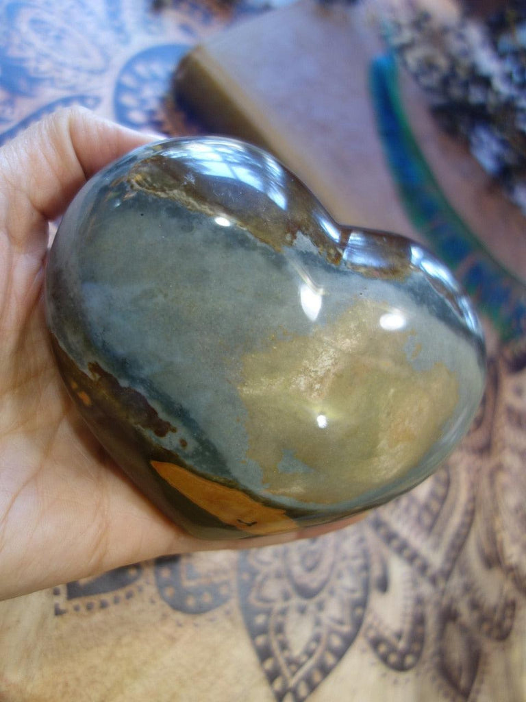 Puffy Large Multi Color Patterns Polychrome Jasper Heart - Earth Family Crystals