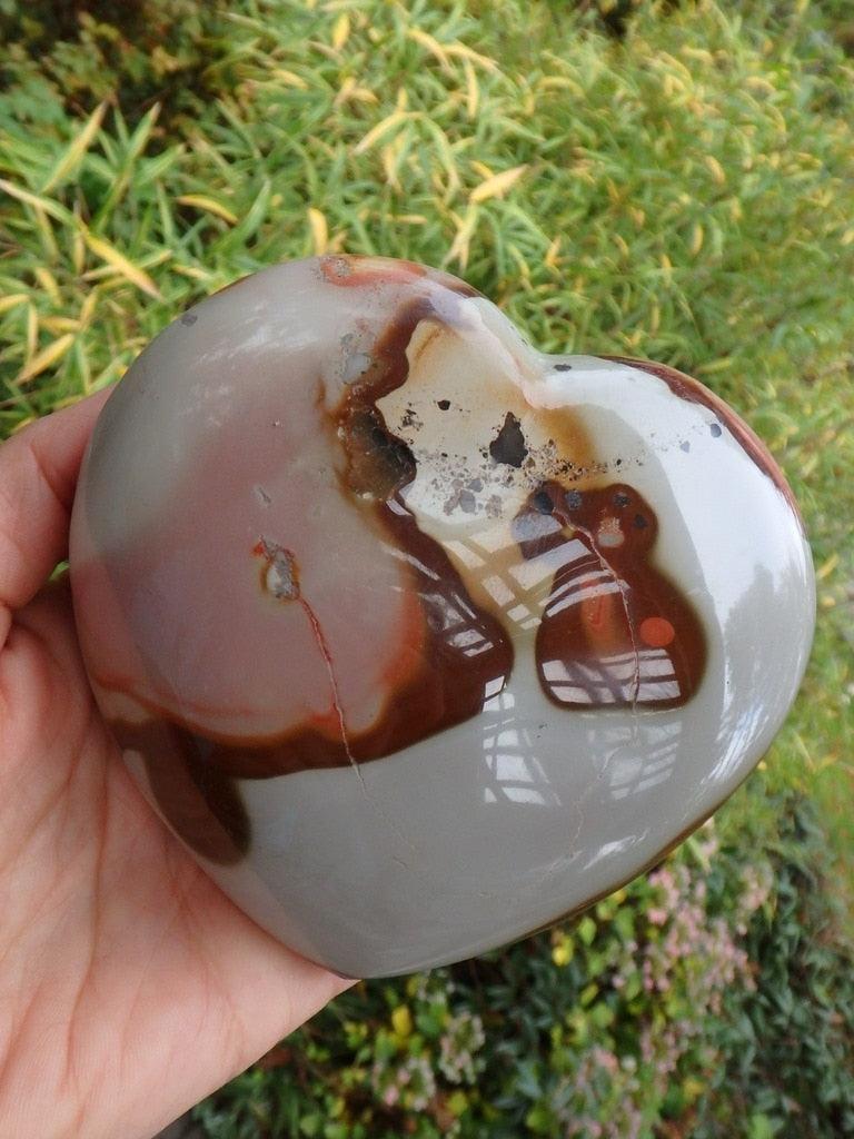 XL Great Personality Polychrome Jasper Love Heart Carving - Earth Family Crystals