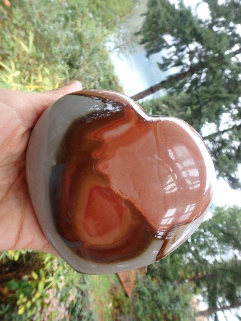 XL Great Personality Polychrome Jasper Love Heart Carving - Earth Family Crystals