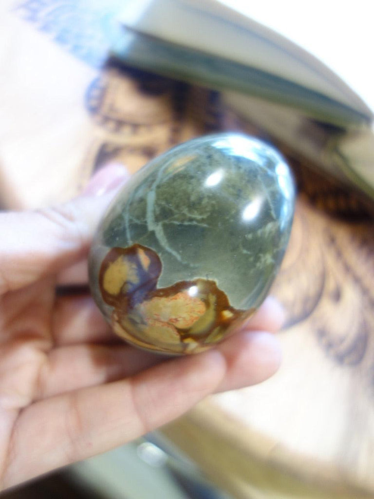 Fantastic Golden Brown Swirls Polychrome Jasper Egg - Earth Family Crystals