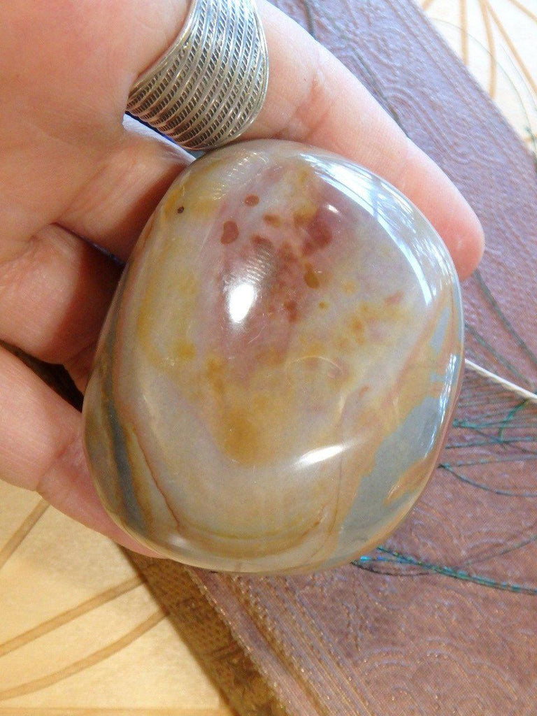 Creamy Colors Polychrome Jasper Palm Stone - Earth Family Crystals