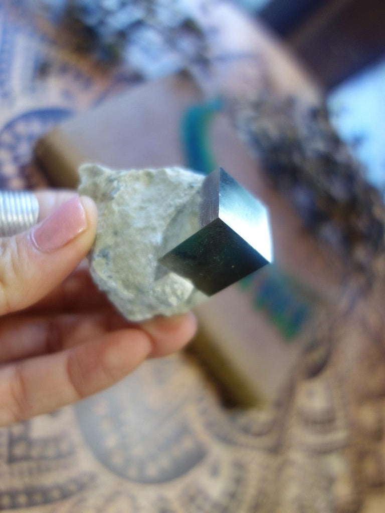 Totally Natural Cubic Pyrite Nestled in Matrix From Spain - Earth Family Crystals