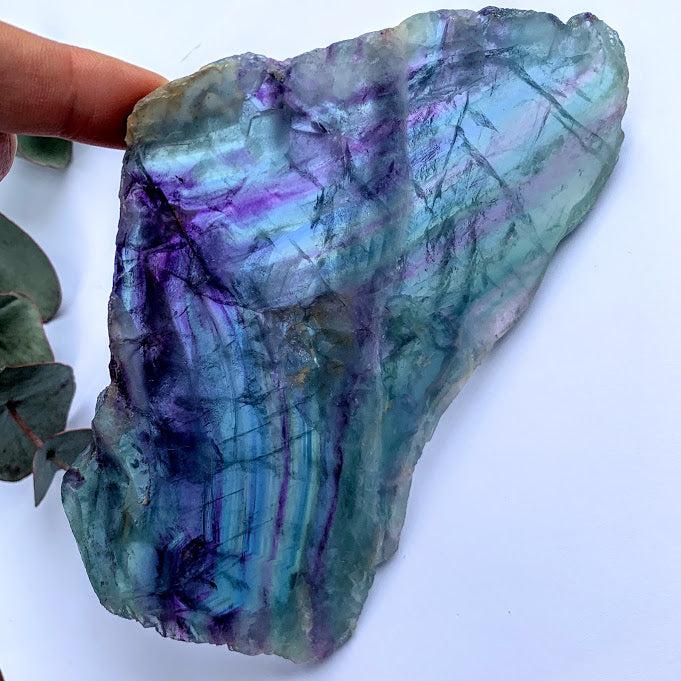 Incredible Brilliance Large Rainbow Fluorite Slice Display Specimen - Earth Family Crystals