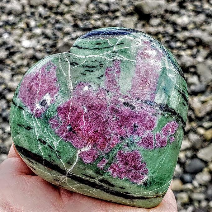 Rare Large & Chunky Ruby Zoisite Love Heart Carving - Earth Family Crystals