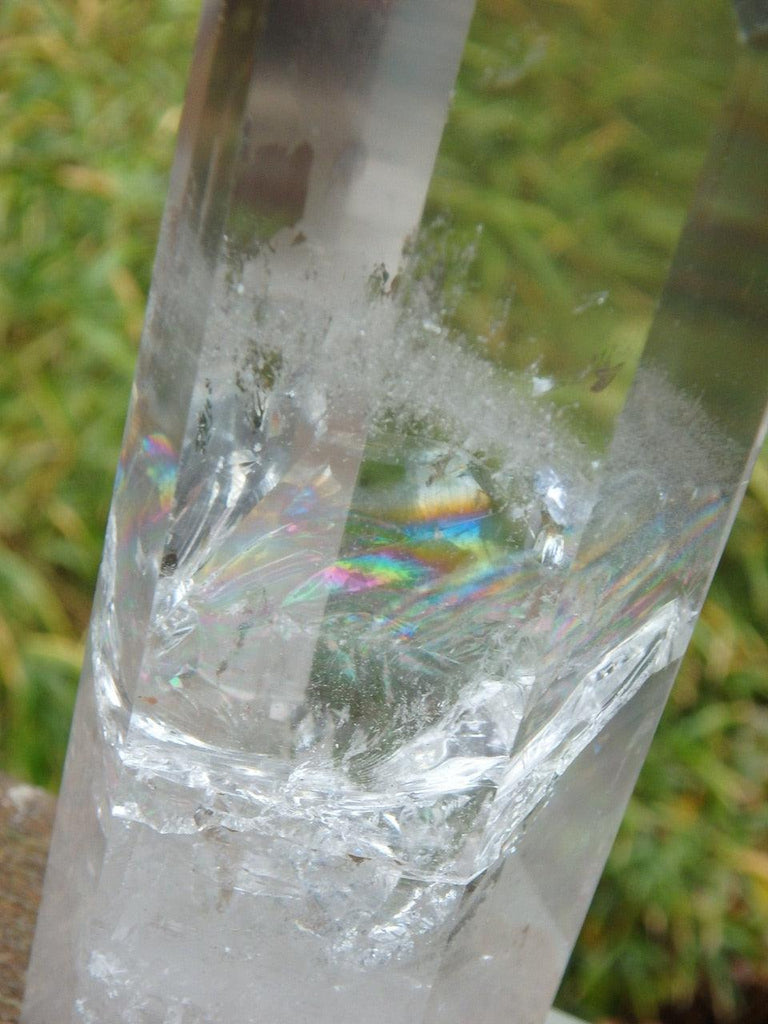 Rainbows! Tall & Amazing Large Clear Quartz Self Standing Tower - Earth Family Crystals