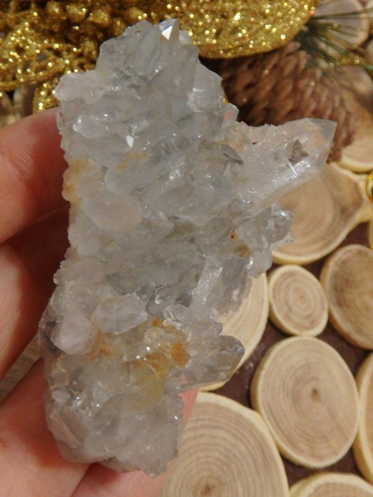 High Shine Arkansas Blue Phantom Quartz Cluster With Self Healing - Earth Family Crystals