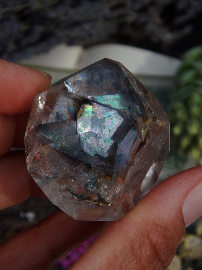 Outrageous Beauty! Rainbow Hematite Included Clear Quartz Free-Form From Brazil - Earth Family Crystals