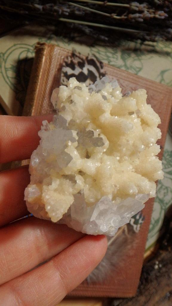 Interesting Creamy Yellow Calcite Frosted Over Clear Calcite From Romania - Earth Family Crystals