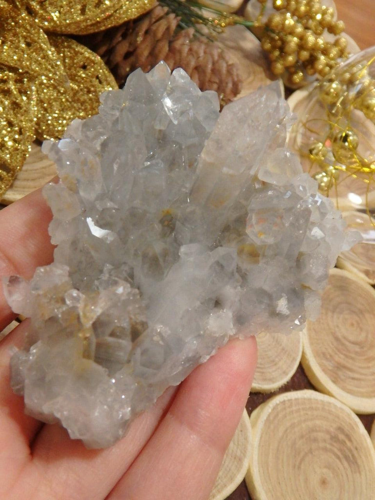 High Shine Arkansas Blue Phantom Quartz Cluster With Self Healing - Earth Family Crystals