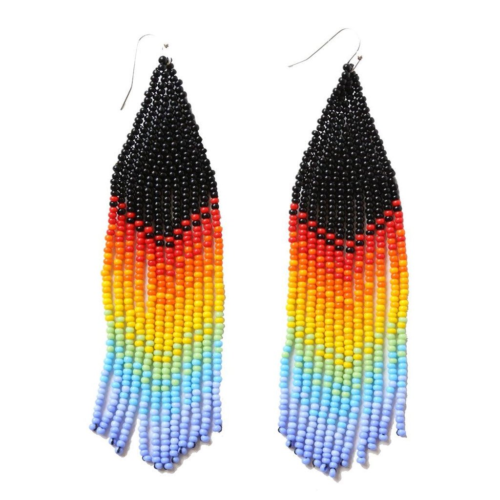 Long Rainbow Beaded Trendy Earrings (Hypoallergenic Hook) - Earth Family Crystals