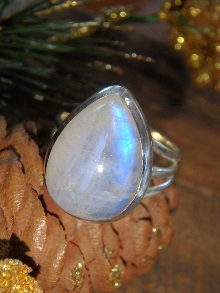 Lovely Rainbow Moonstone Gemstone Ring in Sterling Silver (Size 9.5) - Earth Family Crystals