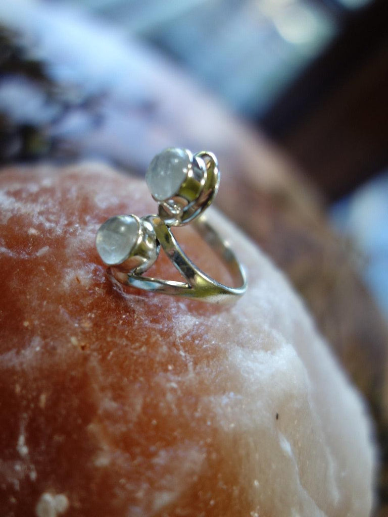 Fantastic Double Rainbow Moonstone Ring In Sterling Silver (Size 7.5) - Earth Family Crystals