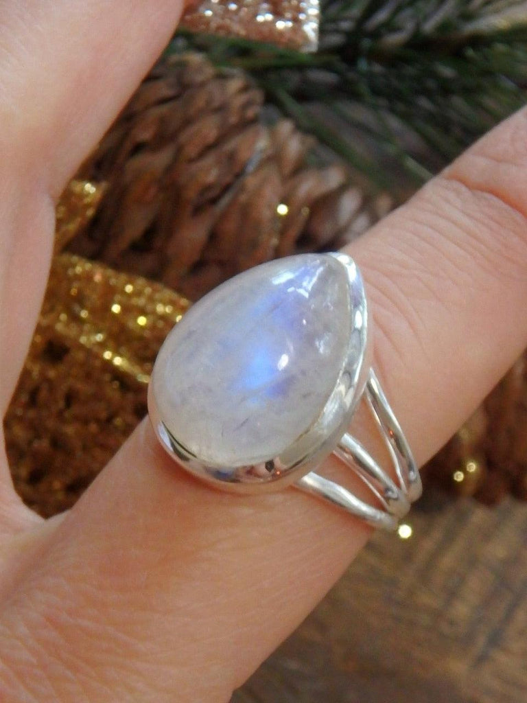 Lovely Rainbow Moonstone Gemstone Ring in Sterling Silver (Size 9.5) - Earth Family Crystals