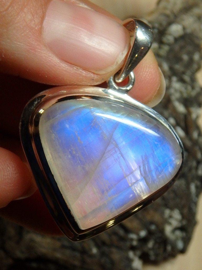 Amazing Glow Rainbow Moonstone Gemstone Pendant In Sterling Silver (Includes Silver Chain) - Earth Family Crystals