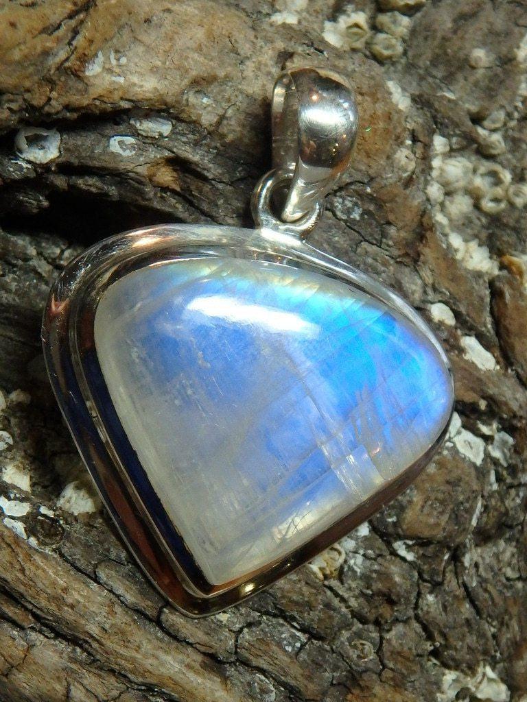 Amazing Glow Rainbow Moonstone Gemstone Pendant In Sterling Silver (Includes Silver Chain) - Earth Family Crystals