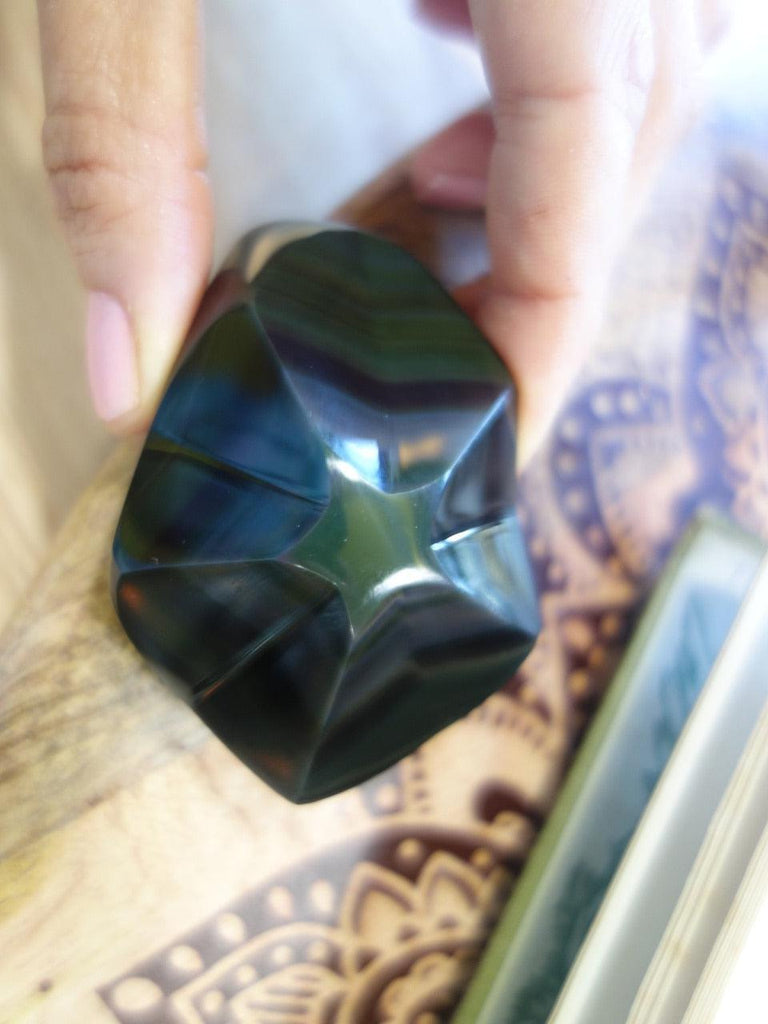 Pretty Star Bright Rainbow Obsidian Display Carving - Earth Family Crystals