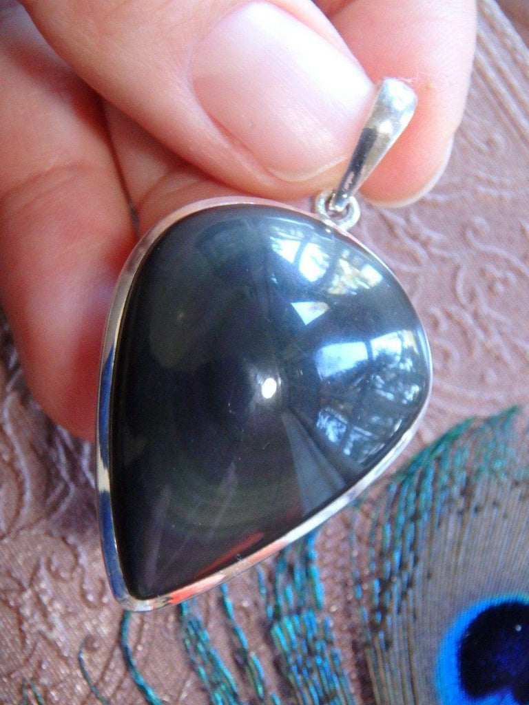 Deep & Mysterious Rainbow Obsidian Pendant In Sterling Silver (Includes Silver Chain) - Earth Family Crystals