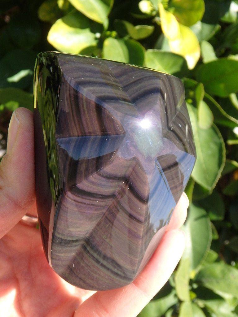 Brilliant Rainbow Obsidian Shining Star Carving - Earth Family Crystals