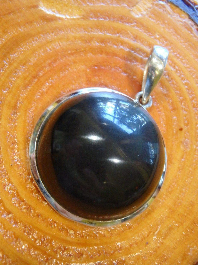 Chunky Mysterious Full Moon Rainbow Obsidian Pendant In Sterling Silver (Includes Silver Chain) - Earth Family Crystals