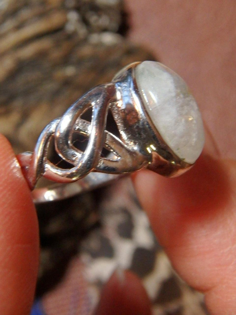 Gorgeous Triquetra Rainbow Moonstone Ring In Sterling Silver 2 (SIZE 7, 9) - Earth Family Crystals