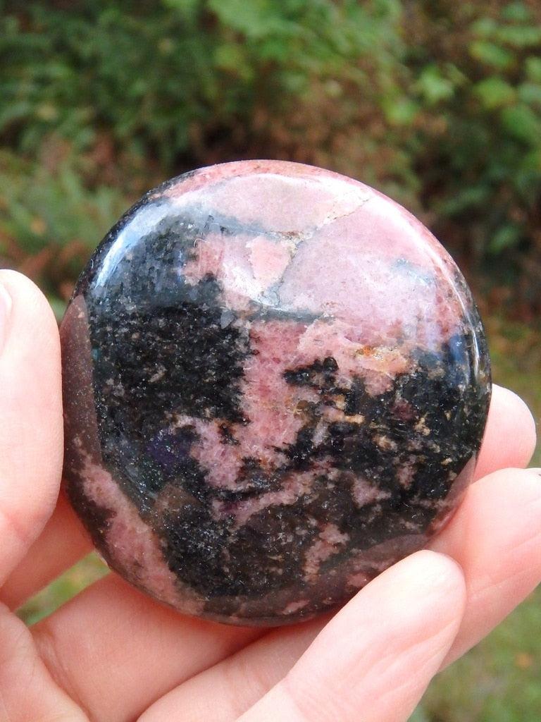 Hand Held Pink & Black Rhodonite Polished Specimen - Earth Family Crystals