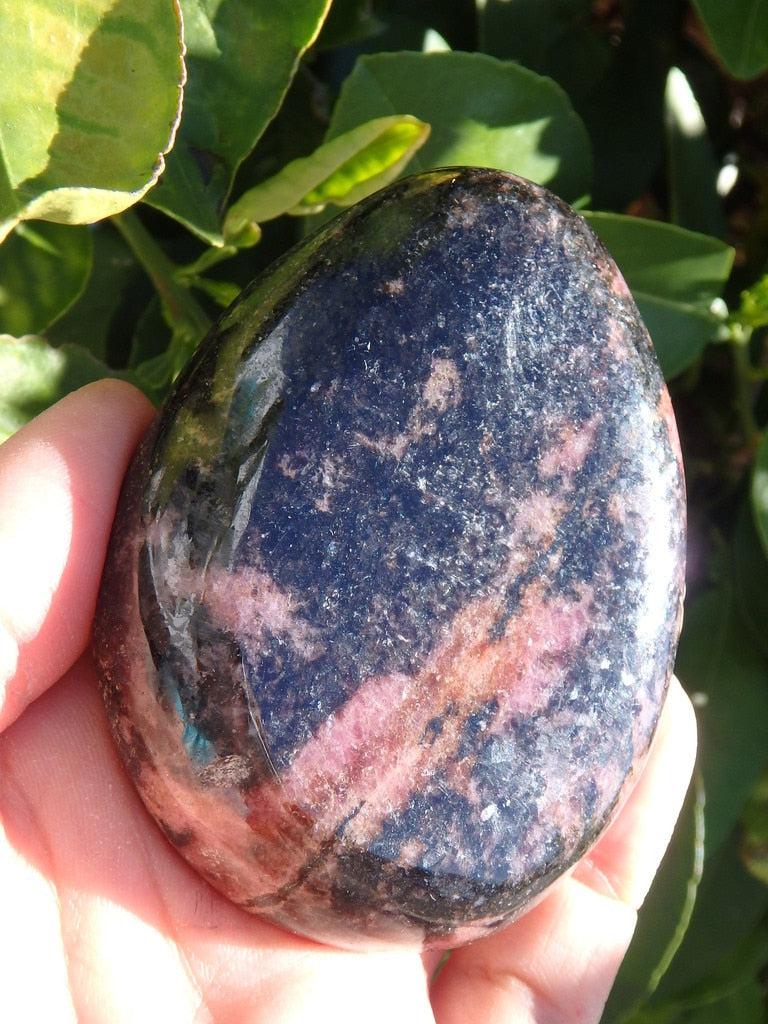 Lovely Cranberry Pink & Black Rhodonite Specimen - Earth Family Crystals