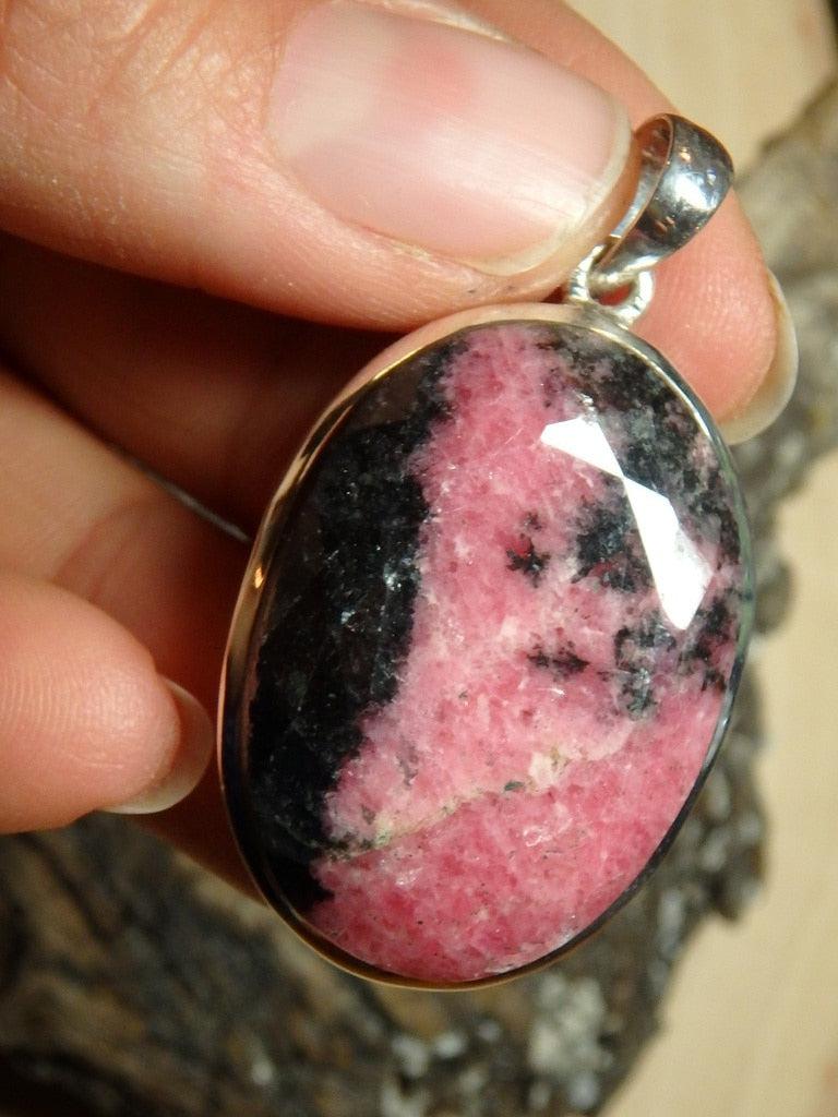 RESERVED For ALESHA~ Amazing Faceted Cranberry Rhodonite Gemstone Pendant In Sterling Silver (Includes Silver Chain) - Earth Family Crystals