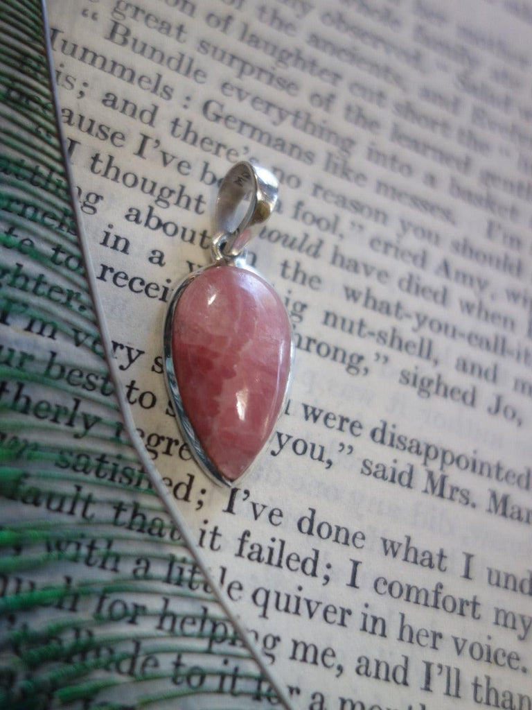 Vibrant Pretty Pink Rhodochrosite Pendant In Sterling Silver (Includes Silver Chain) - Earth Family Crystals