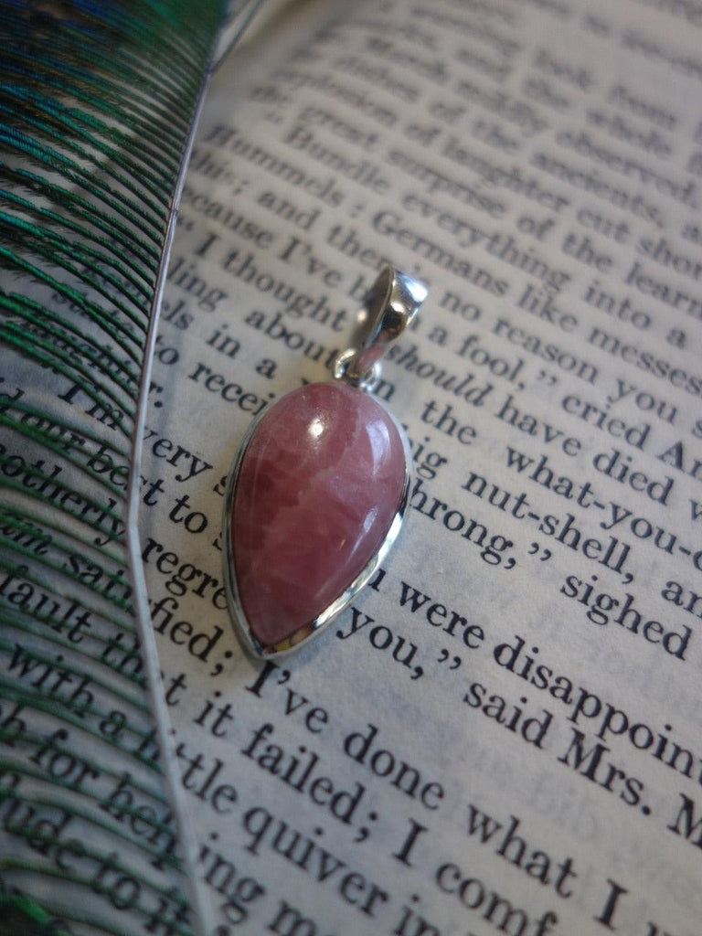 Vibrant Pretty Pink Rhodochrosite Pendant In Sterling Silver (Includes Silver Chain) - Earth Family Crystals