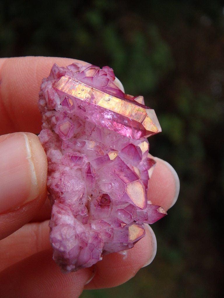 Beautiful Rose Aura Quartz Cluster 2 - Earth Family Crystals
