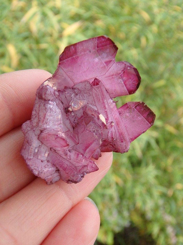 Cute Tabular Raspberry Rose Aura Quartz Specimen - Earth Family Crystals