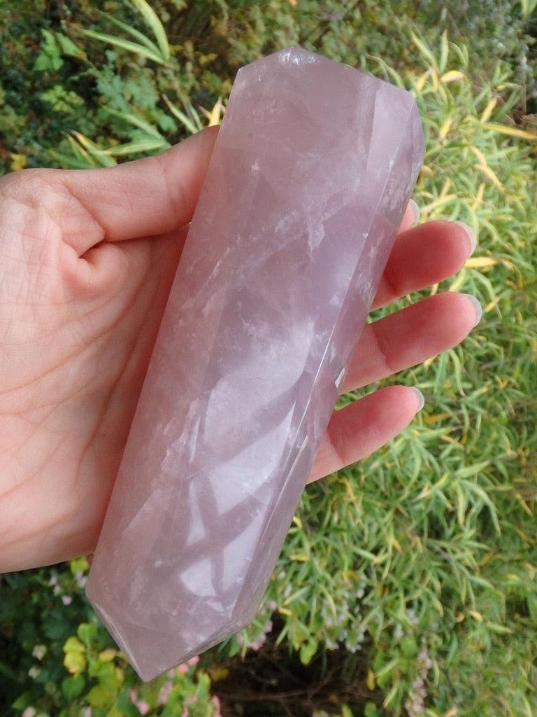 Stunning Large Pink Rose Quartz Polished Tower - Earth Family Crystals