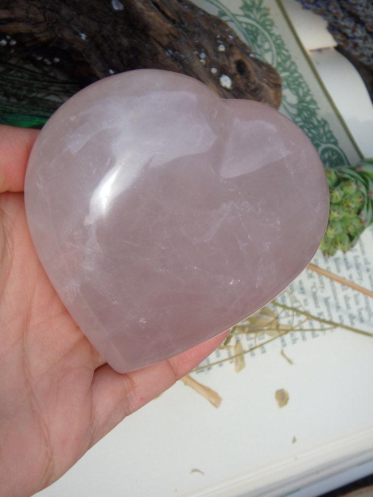 Ultra Feminine Sweet Rose Quartz Gemstone Heart Carving - Earth Family Crystals