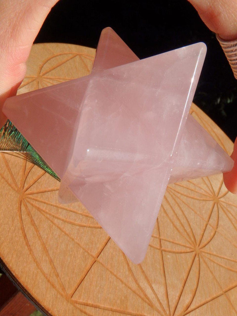 Beautiful Rose Quartz Large Merkaba Sacred Geometry Shape - Earth Family Crystals