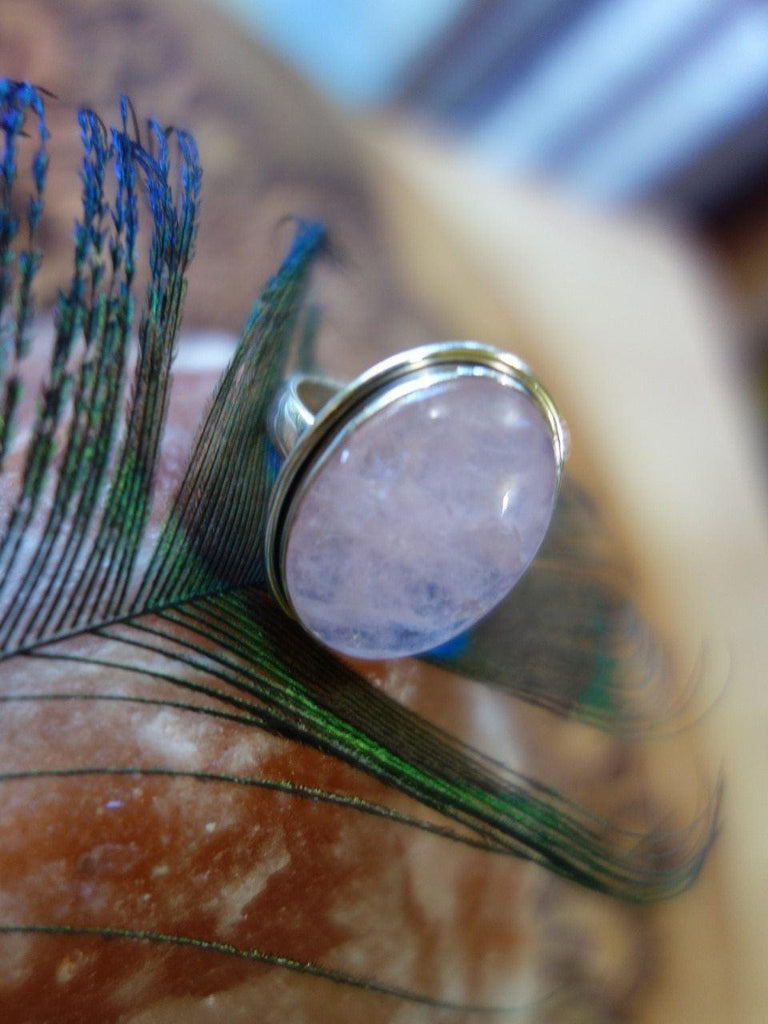 Chunky Sweet Pink Rose Quartz Ring In Sterling Silver (Size 8.5) - Earth Family Crystals