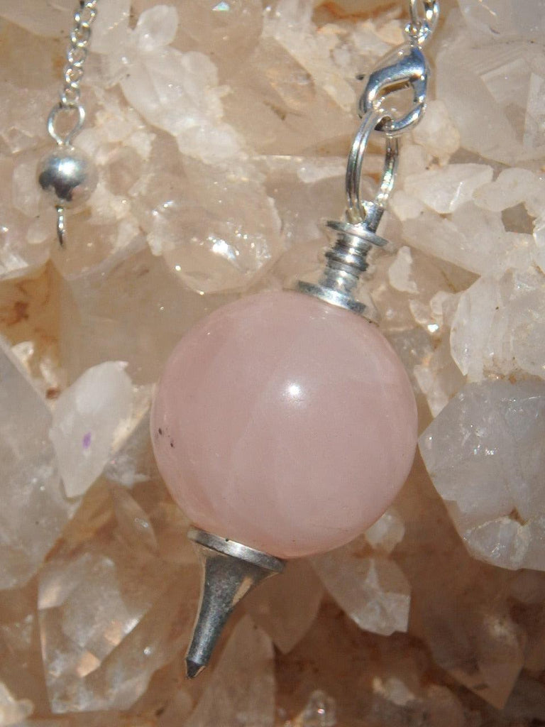 Fantastic Sphere Shaped Rose Quartz Pendulum With Detachable Cord - Earth Family Crystals