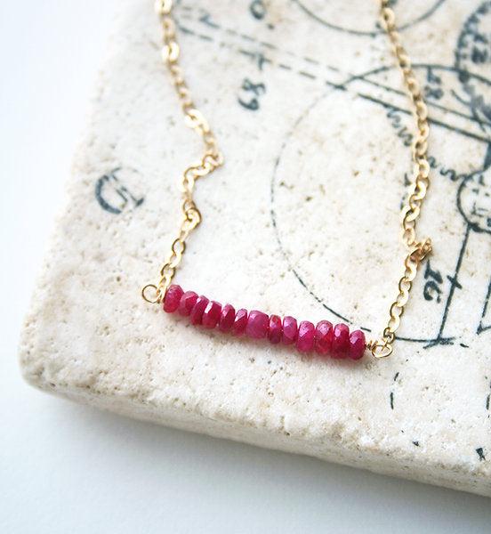 *PRE-ORDER* Ruby Bar Handmade 14K Gold Fill Necklace on 17" Chain - Earth Family Crystals