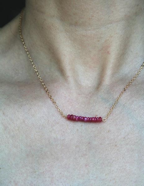 *PRE-ORDER* Ruby Bar Handmade 14K Gold Fill Necklace on 17" Chain - Earth Family Crystals