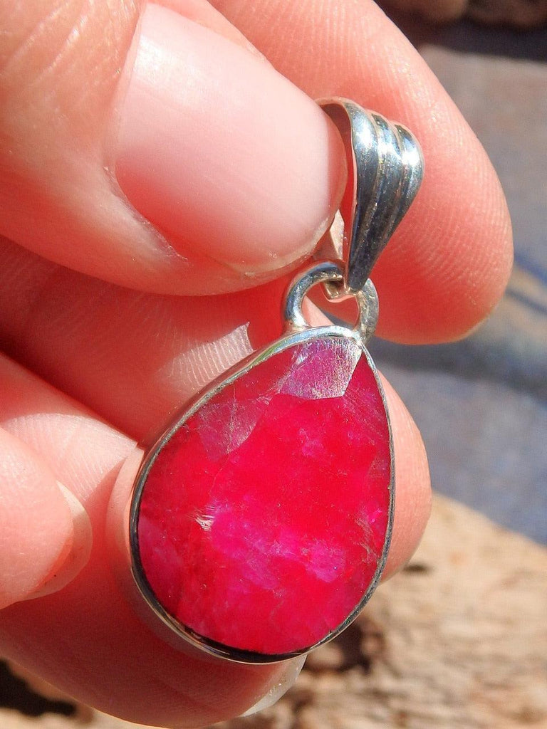 Lovely Healing Ruby  Pendant in Sterling Silver (Includes Silver Chain) - Earth Family Crystals