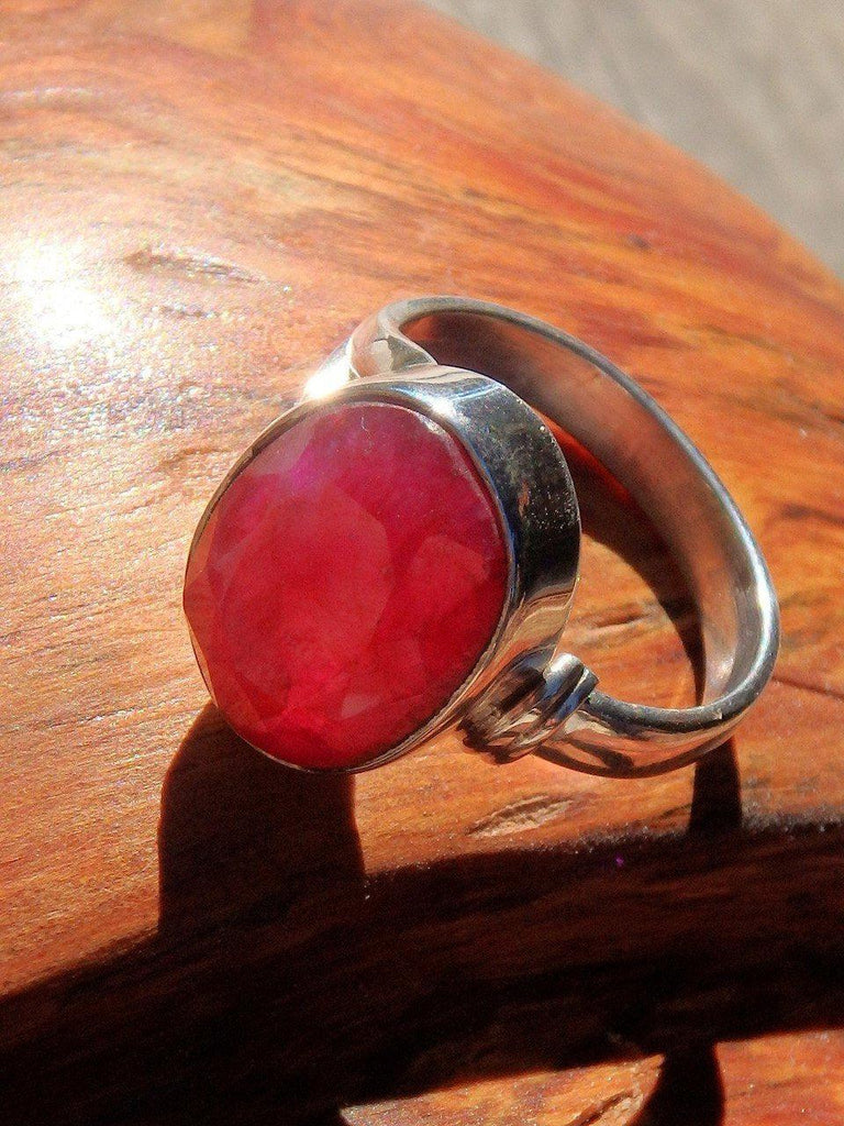 Delightful Faceted Ruby Ring in Sterling Silver (Size 6) - Earth Family Crystals