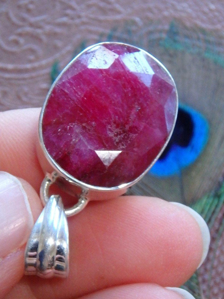 Amazing Cranberry Red Ruby Pendant In Sterling Silver (Includes Free Chain) - Earth Family Crystals