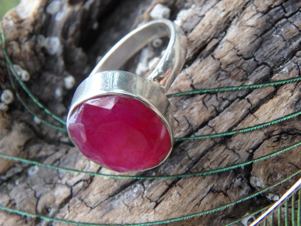 Incredible Faceted Ruby Ring In Sterling Silver (Size 9.5) - Earth Family Crystals
