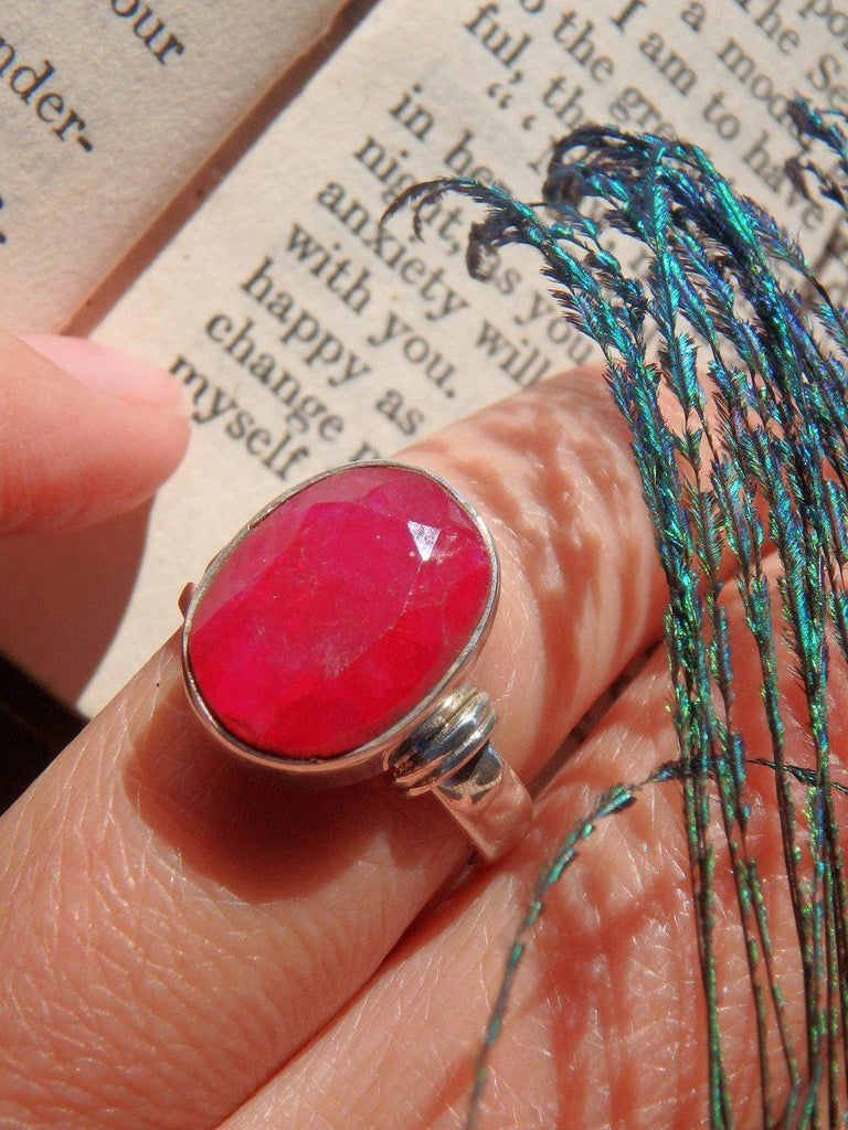 Delightful Faceted Ruby Ring in Sterling Silver (Size 6) - Earth Family Crystals
