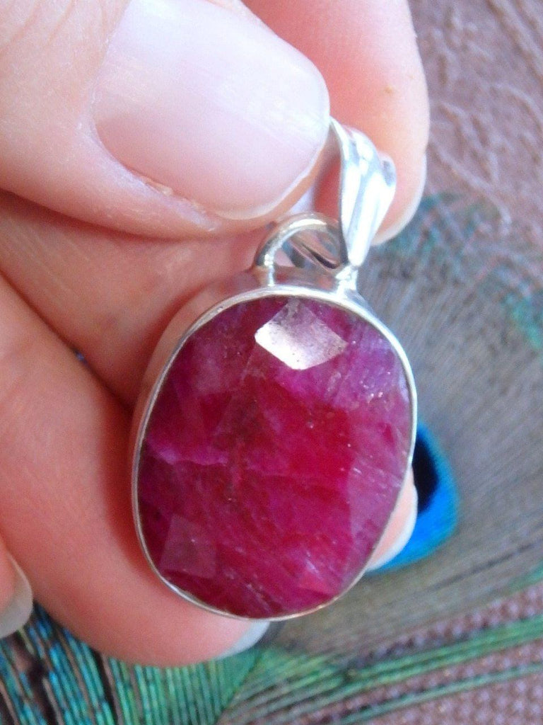 Amazing Cranberry Red Ruby Pendant In Sterling Silver (Includes Free Chain) - Earth Family Crystals